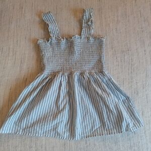 Aqua Smocked Cotton Blue And White Striped Tank Top - XS